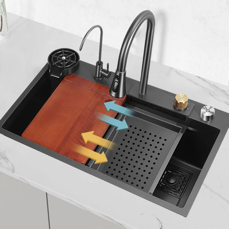 Black stainless steel undermount kitchen sink3